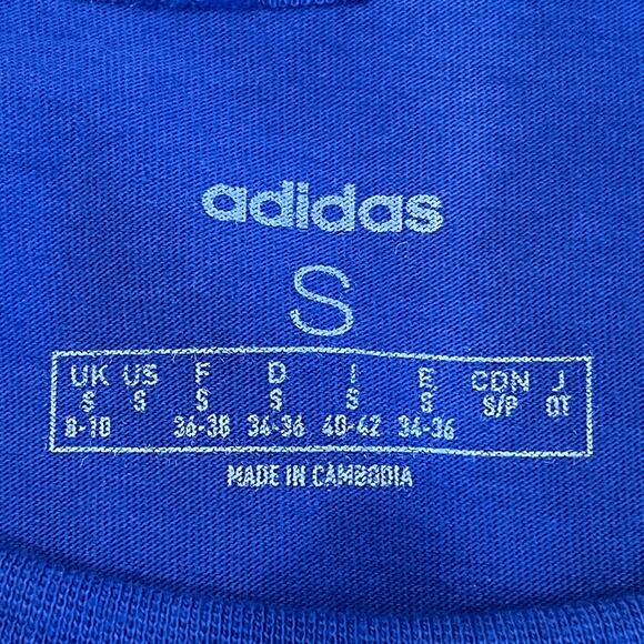 Adidas × Zoe Saldana Royal Blue Copper Metallic Short Sleeve Tee Small - Picture 6 of 10